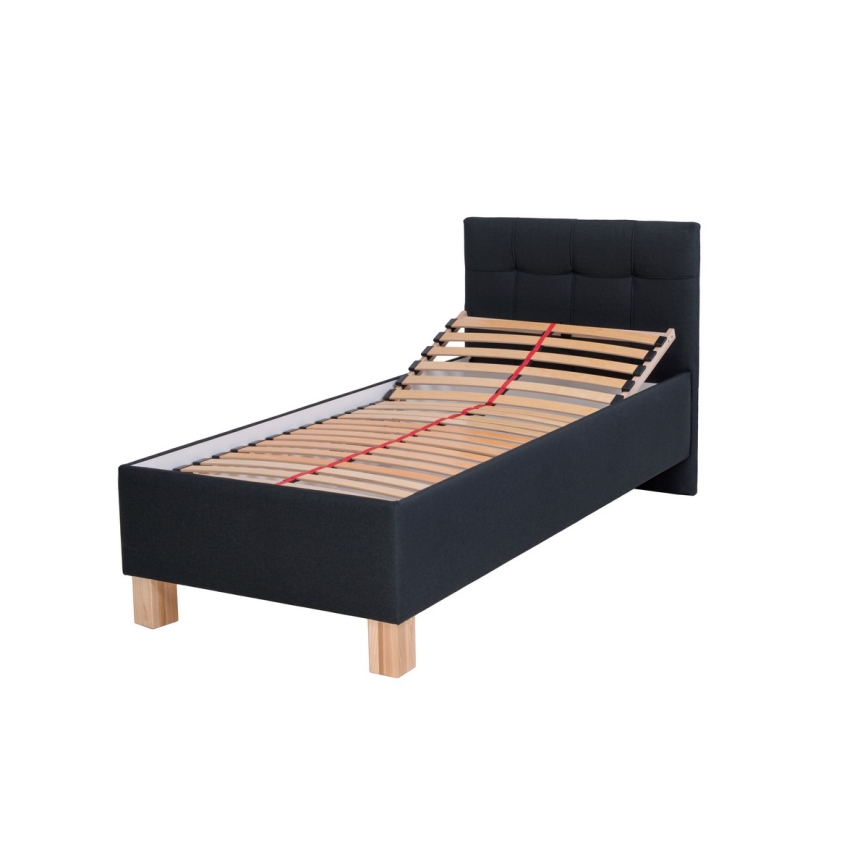 Cama almofadada com colchão e espaço de arrumação MARIA ONE 90x200 cm antracite