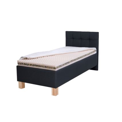 Cama almofadada com colchão e espaço de arrumação MARIA ONE 90x200 cm antracite