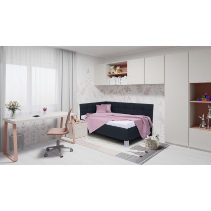 Cama almofadada com colchão e espaço de arrumação MARIA PETITE 120x200 cm antracite