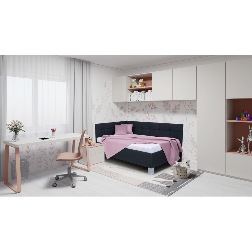 Cama almofadada com colchão e espaço de arrumação MARIA PETITE 120x200 cm antracite