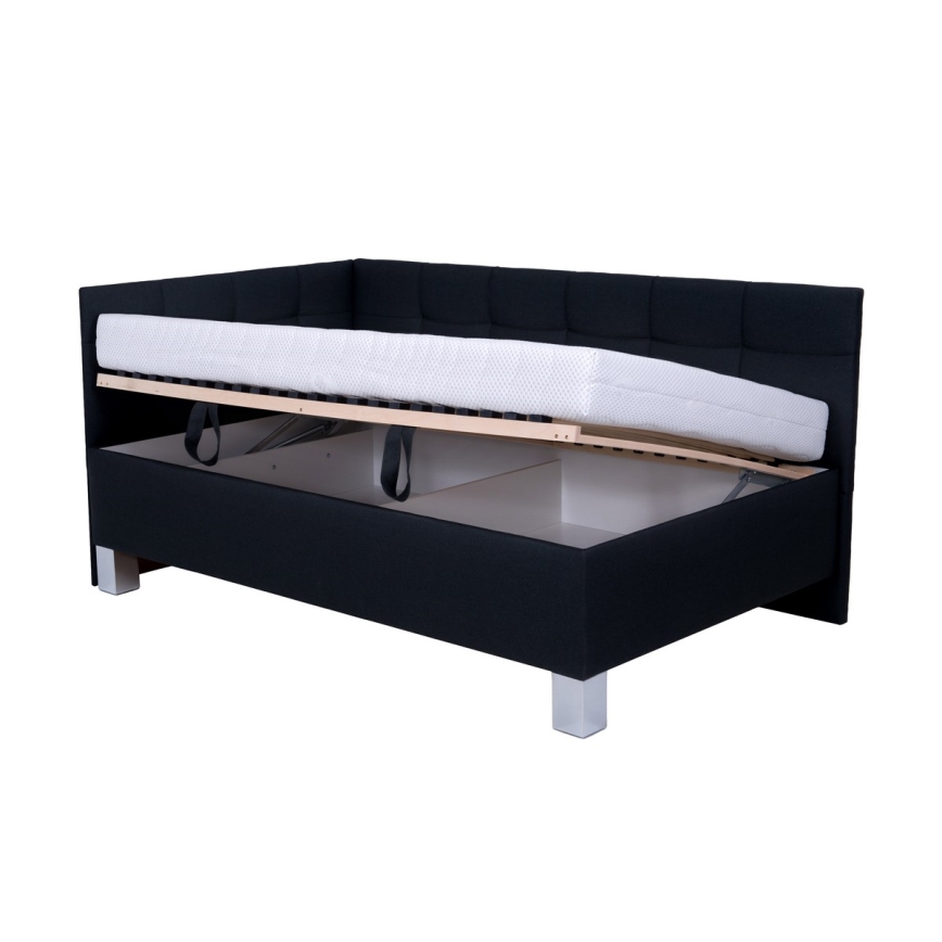 Cama almofadada com colchão e espaço de arrumação MARIA PETITE 120x200 cm antracite