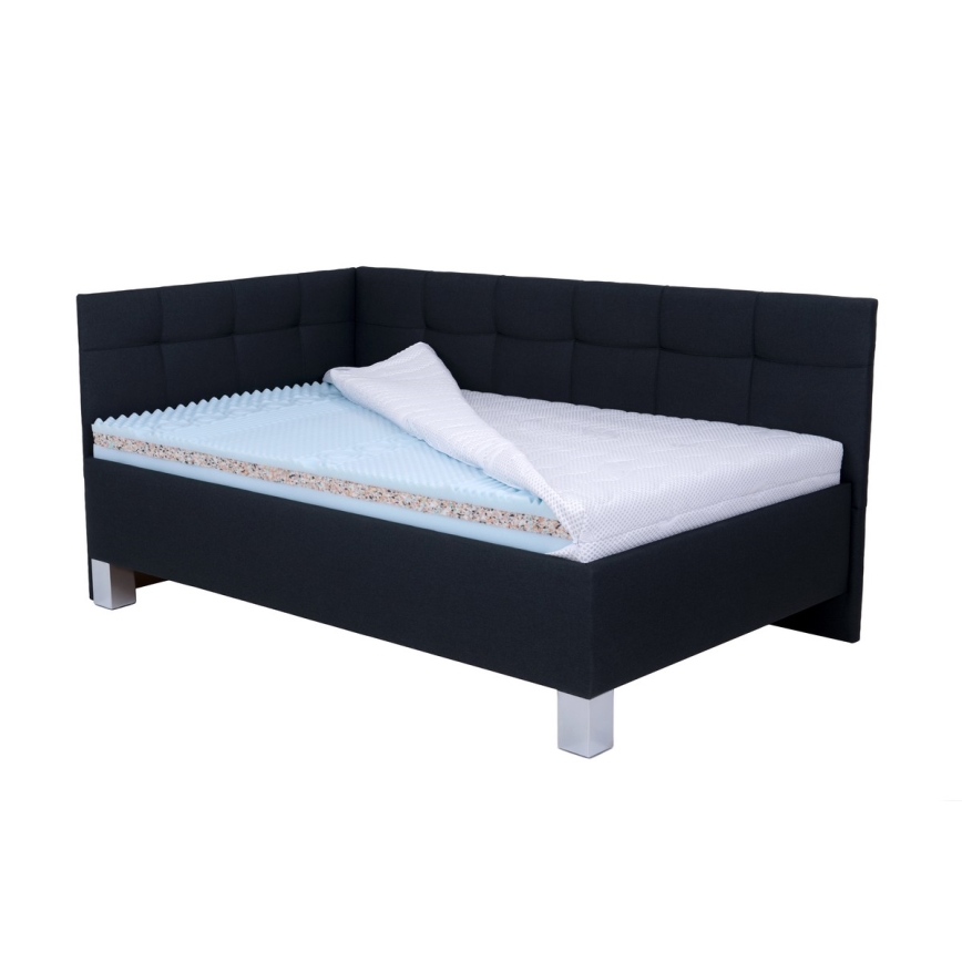 Cama almofadada com colchão e espaço de arrumação MARIA PETITE 120x200 cm antracite