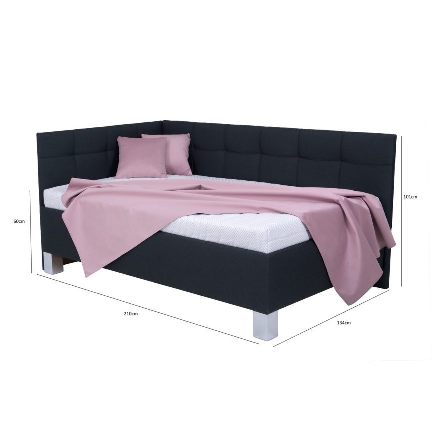 Cama almofadada com colchão e espaço de arrumação MARIA PETITE 120x200 cm antracite