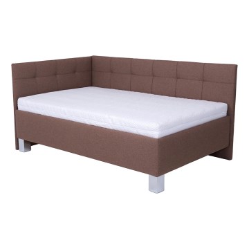 Cama almofadada com colchão e espaço de arrumação MARIA PETITE 120x200 cm castanho
