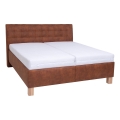 Cama almofadada com colchão e espaço de arrumação VIOLET 160x200 cm conhaque castanho