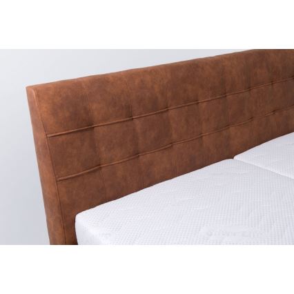 Cama almofadada com colchão e espaço de arrumação VIOLET 160x200 cm conhaque castanho