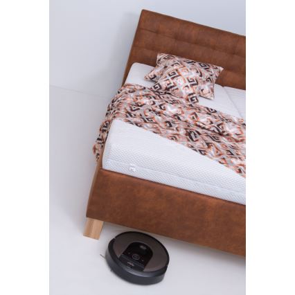 Cama almofadada com colchão e espaço de arrumação VIOLET 160x200 cm conhaque castanho