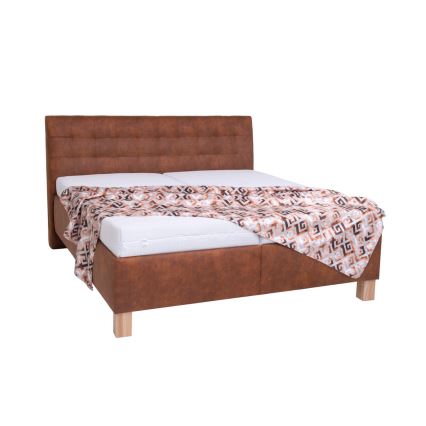 Cama almofadada com colchão e espaço de arrumação VIOLET 160x200 cm conhaque castanho