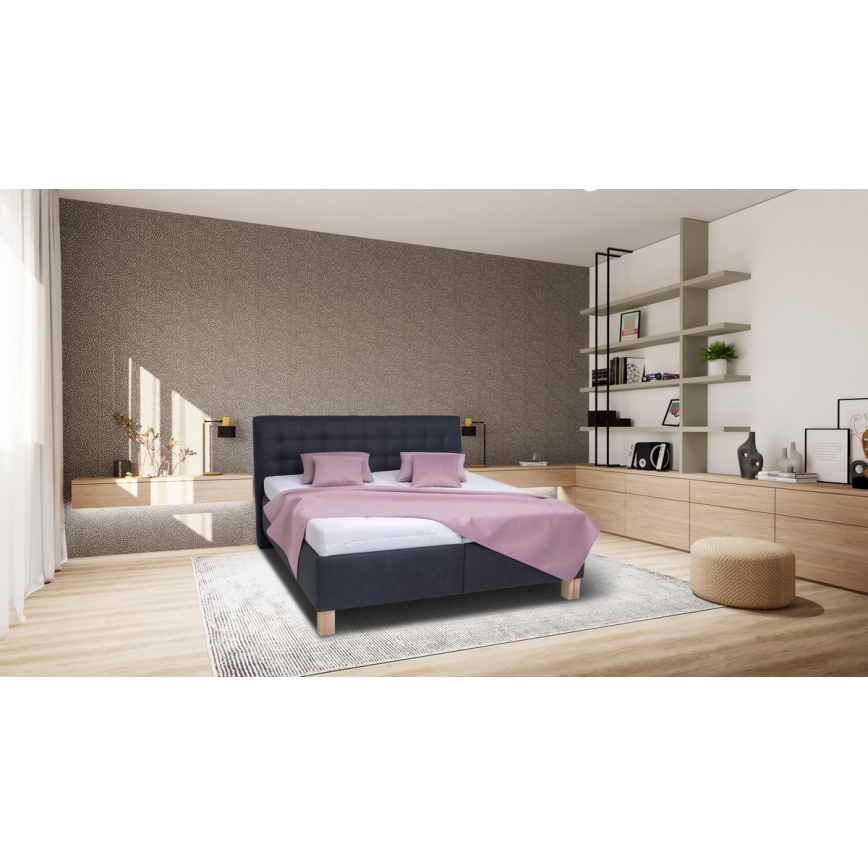Cama almofadada com colchão e espaço de arrumação VIOLET 180x200 cm antracite