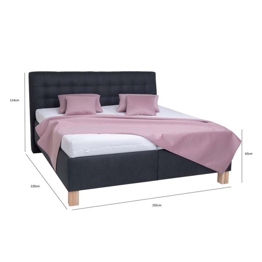 Cama almofadada com colchão e espaço de arrumação VIOLET 180x200 cm antracite