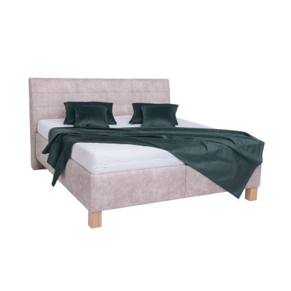 Cama almofadada com colchão e espaço de arrumação VIOLET 180x200 cm bege