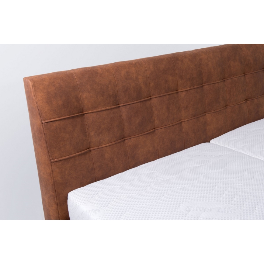 Cama almofadada com colchão e espaço de arrumação VIOLET 180x200 cm conhaque castanho