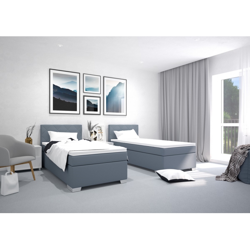Cama almofadada com colchão IDA 90x200 cm azul