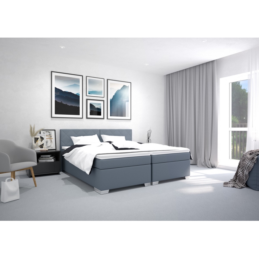 Cama almofadada com colchão IDA 90x200 cm azul