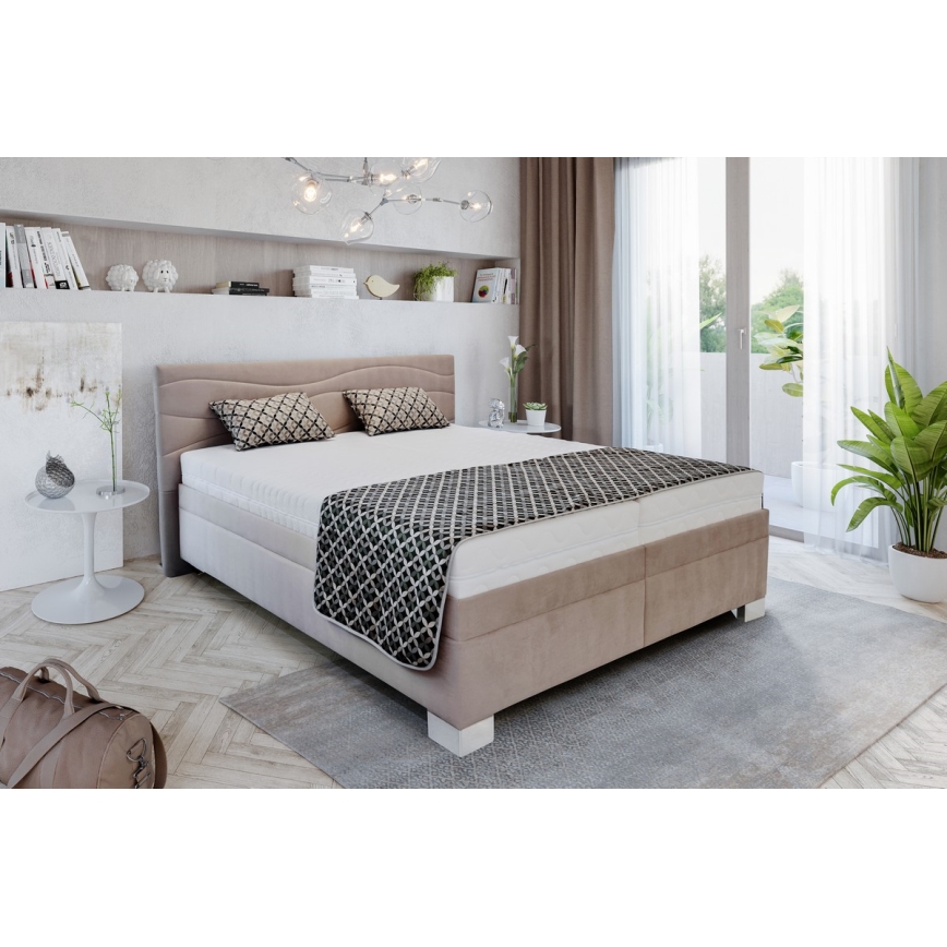 Cama almofadada com colchão WINDSOR 180x200 cm bege