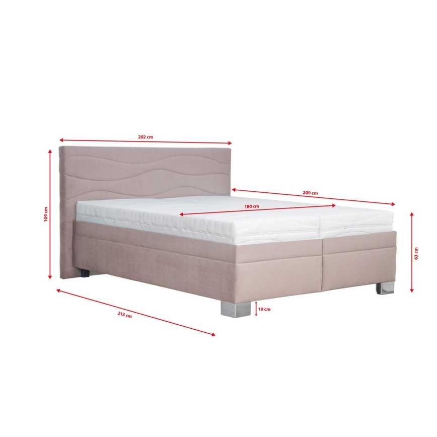 Cama almofadada com colchão WINDSOR 180x200 cm bege