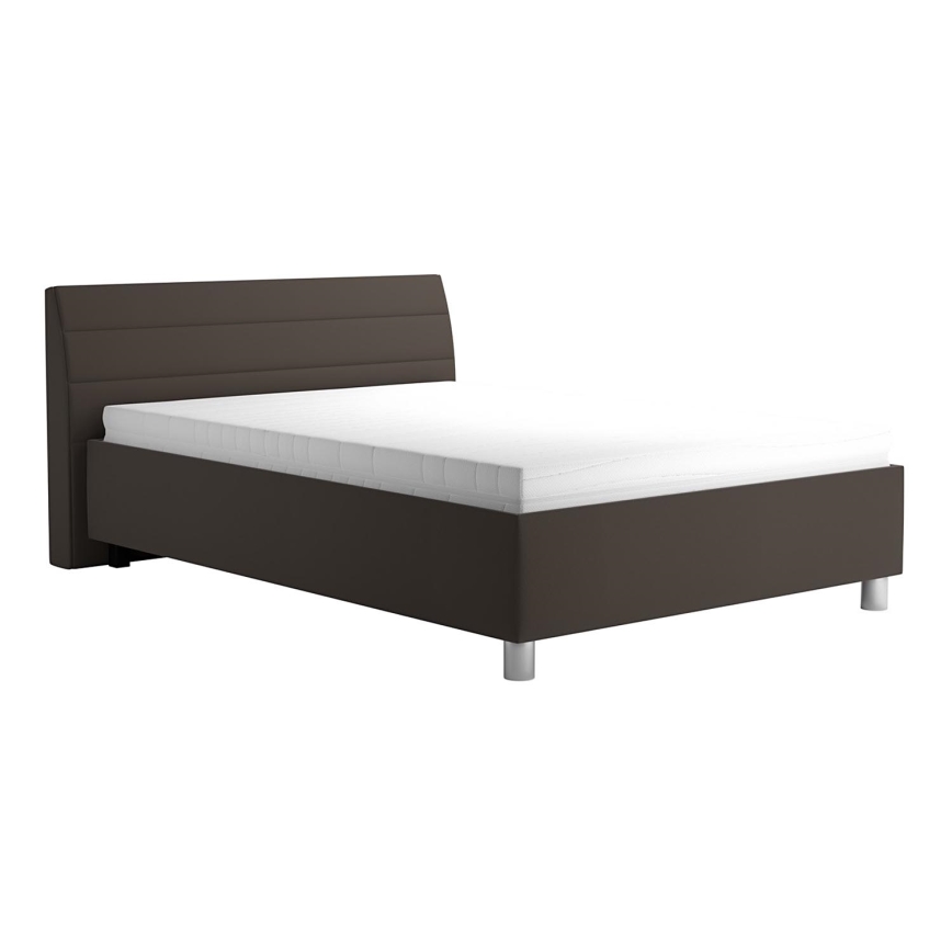 Cama almofadada com espaço de armazenamento e colchão DALMA 140x200 cm cinzento/castanho