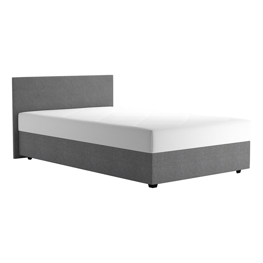 Cama almofadada com espaço de armazenamento e colchão DARIA 120x200 cm cinzento