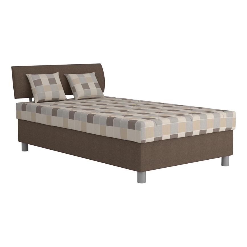 Cama almofadada com espaço de armazenamento e colchão GEORGE 120x200 cm castanho