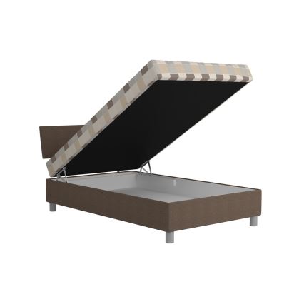 Cama almofadada com espaço de armazenamento e colchão GEORGE 120x200 cm castanho