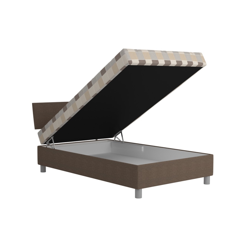 Cama almofadada com espaço de armazenamento e colchão GEORGE 120x200 cm castanho