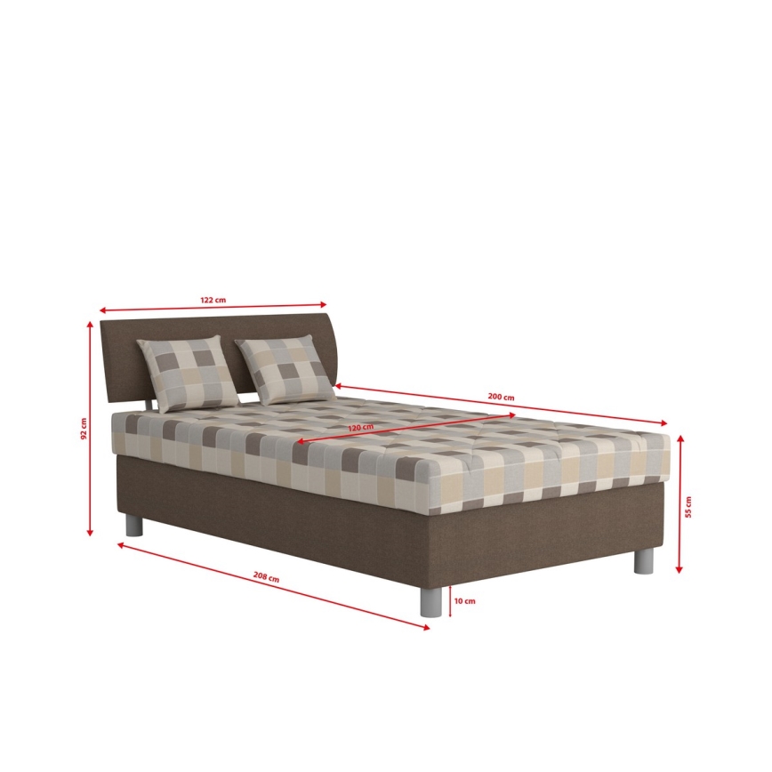 Cama almofadada com espaço de armazenamento e colchão GEORGE 120x200 cm castanho