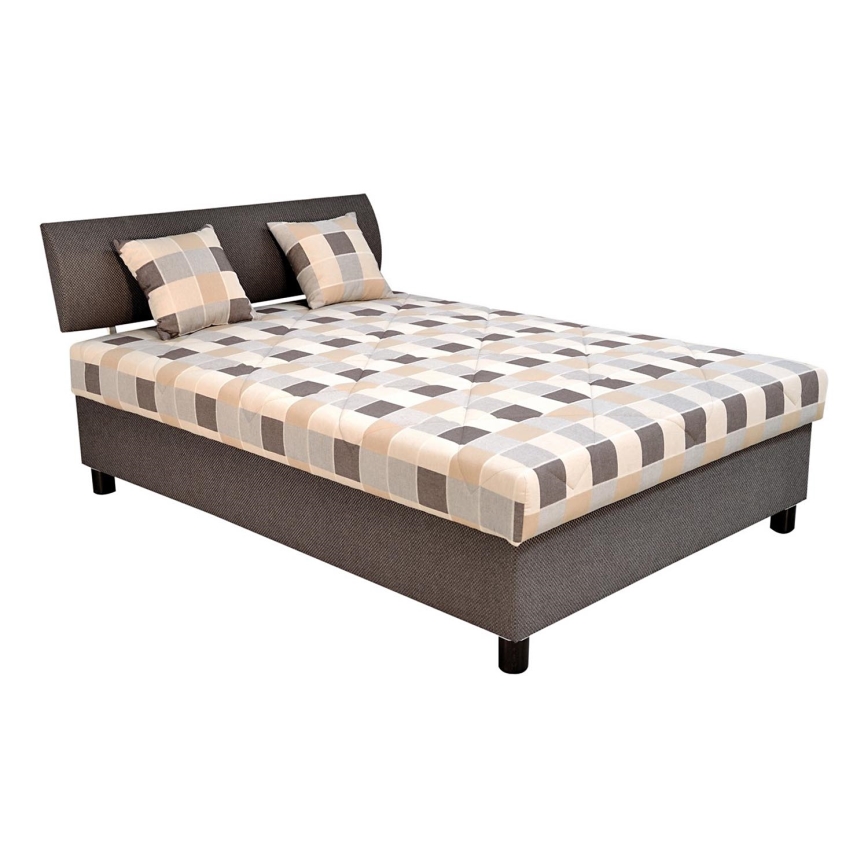 Cama almofadada com espaço de armazenamento e colchão GEORGE 140x200 cm castanho