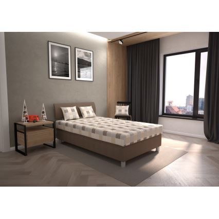 Cama almofadada com espaço de armazenamento e colchão GEORGE 140x200 cm castanho