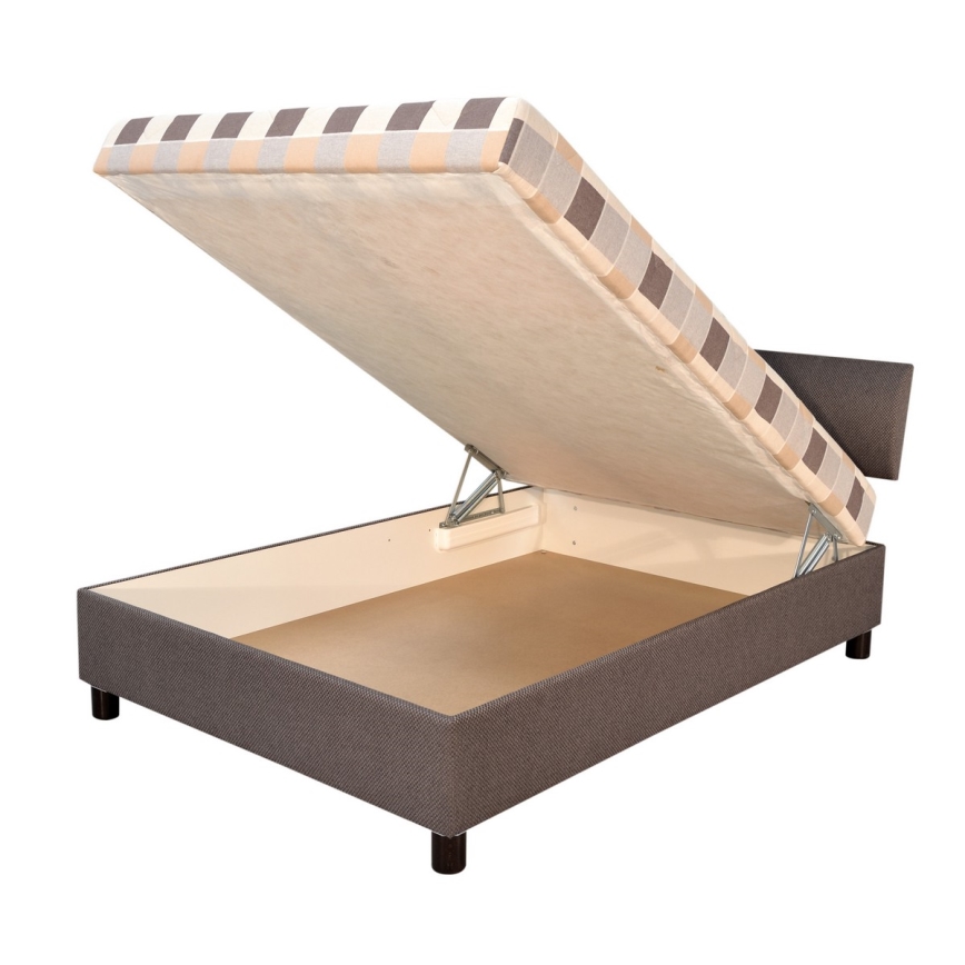 Cama almofadada com espaço de armazenamento e colchão GEORGE 140x200 cm castanho