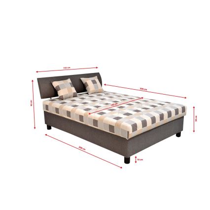 Cama almofadada com espaço de armazenamento e colchão GEORGE 140x200 cm castanho