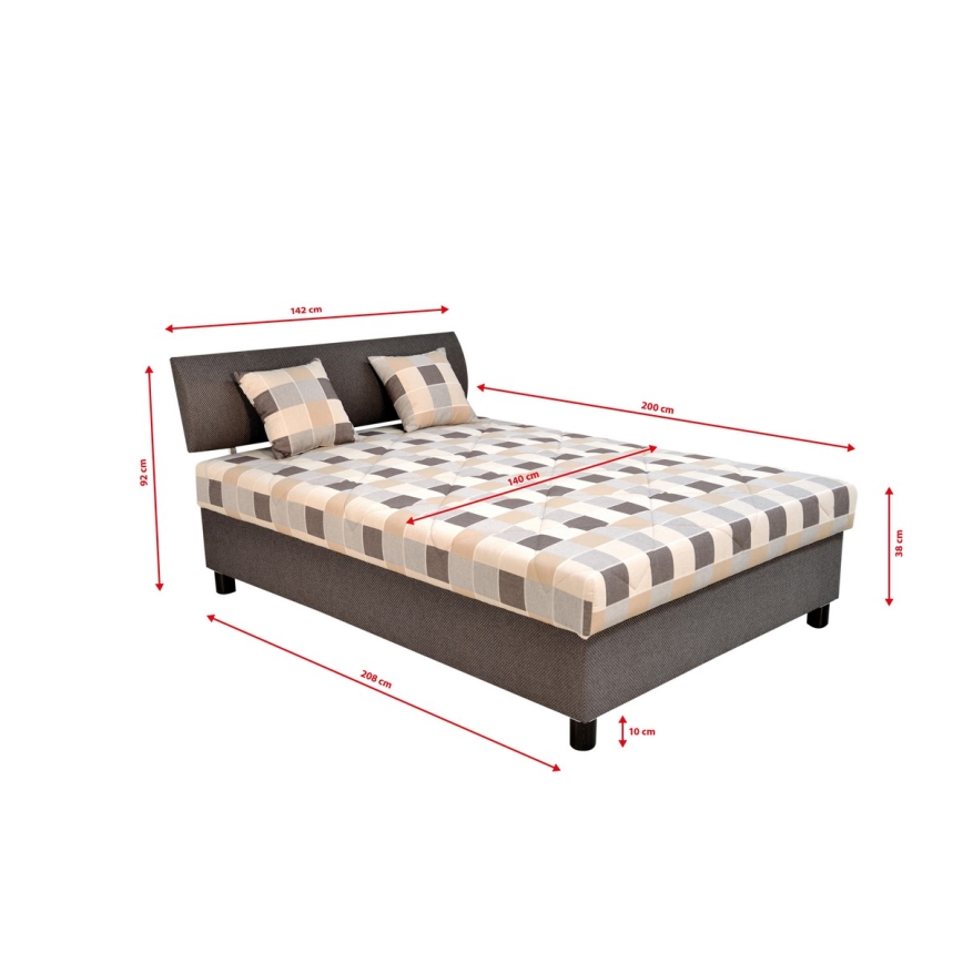 Cama almofadada com espaço de armazenamento e colchão GEORGE 140x200 cm castanho