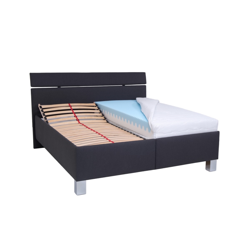 Cama almofadada com espaço de armazenamento sem colchão ALIS 160x200 cm antracite