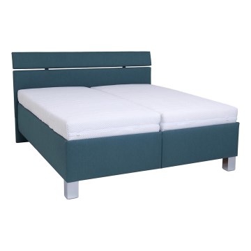 Cama almofadada com espaço de armazenamento sem colchão ALIS 160x200 cm azul-petróleo