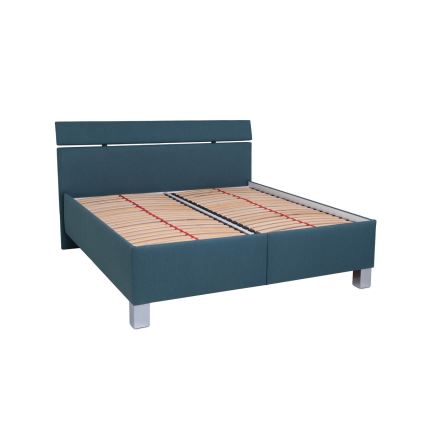 Cama almofadada com espaço de armazenamento sem colchão ALIS 160x200 cm azul-petróleo