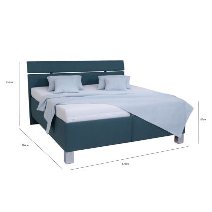 Cama almofadada com espaço de armazenamento sem colchão ALIS 160x200 cm azul-petróleo