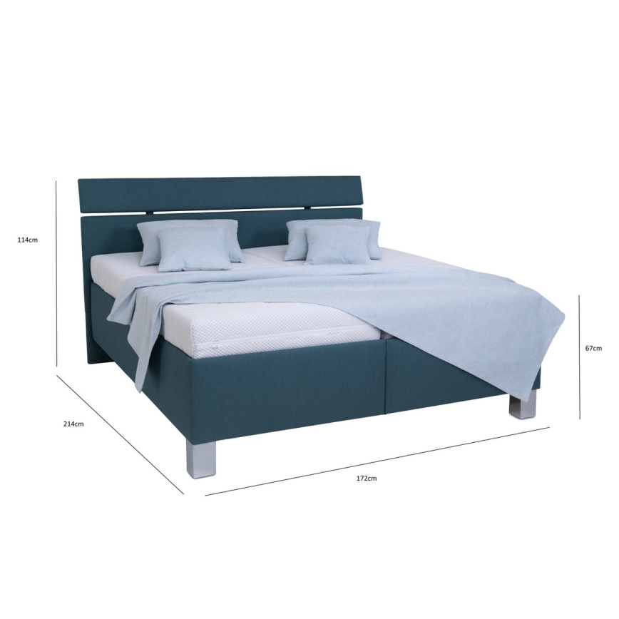 Cama almofadada com espaço de armazenamento sem colchão ALIS 160x200 cm azul-petróleo