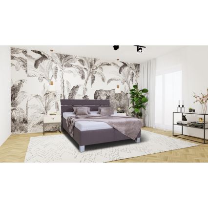 Cama almofadada com espaço de armazenamento sem colchão ALIS 160x200 cm castanho