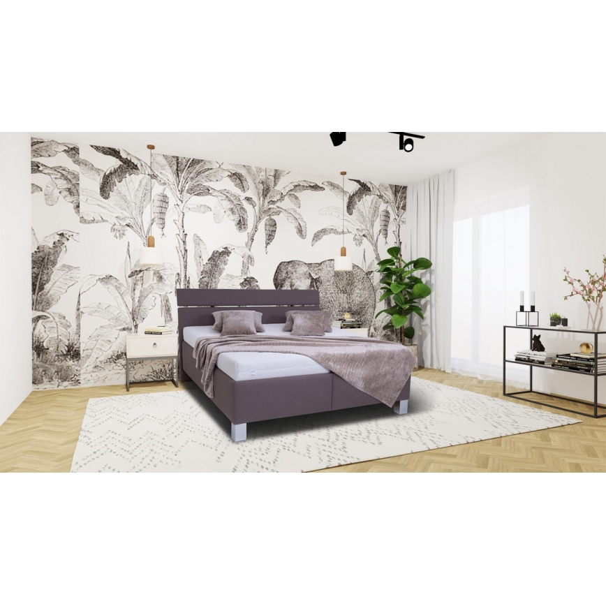 Cama almofadada com espaço de armazenamento sem colchão ALIS 160x200 cm castanho