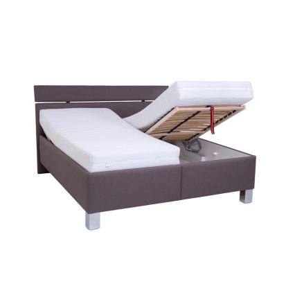 Cama almofadada com espaço de armazenamento sem colchão ALIS 160x200 cm castanho