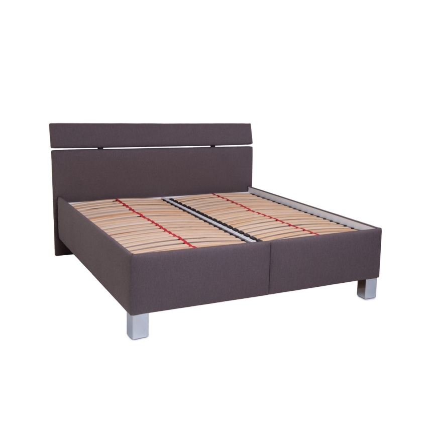 Cama almofadada com espaço de armazenamento sem colchão ALIS 160x200 cm castanho