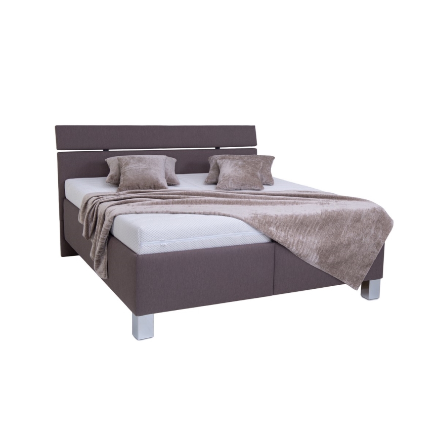 Cama almofadada com espaço de armazenamento sem colchão ALIS 160x200 cm castanho
