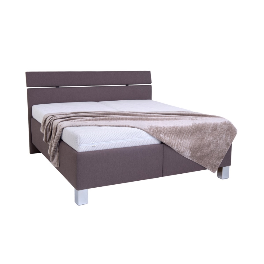 Cama almofadada com espaço de armazenamento sem colchão ALIS 160x200 cm castanho