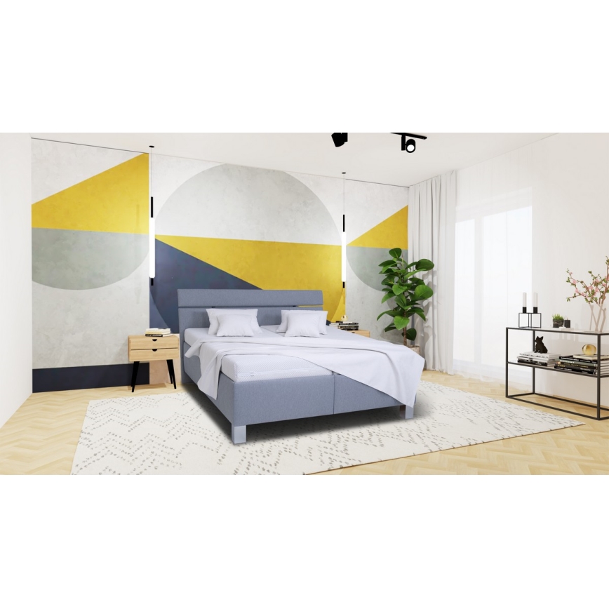 Cama almofadada com espaço de armazenamento sem colchão ALIS 160x200 cm cinzento claro