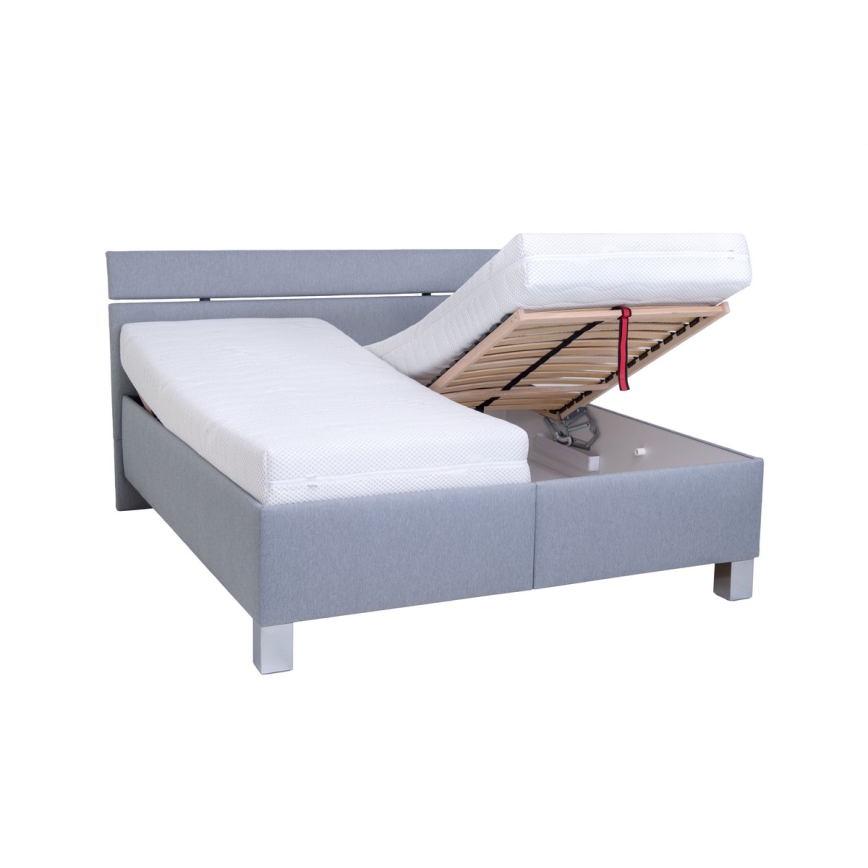 Cama almofadada com espaço de armazenamento sem colchão ALIS 160x200 cm cinzento claro