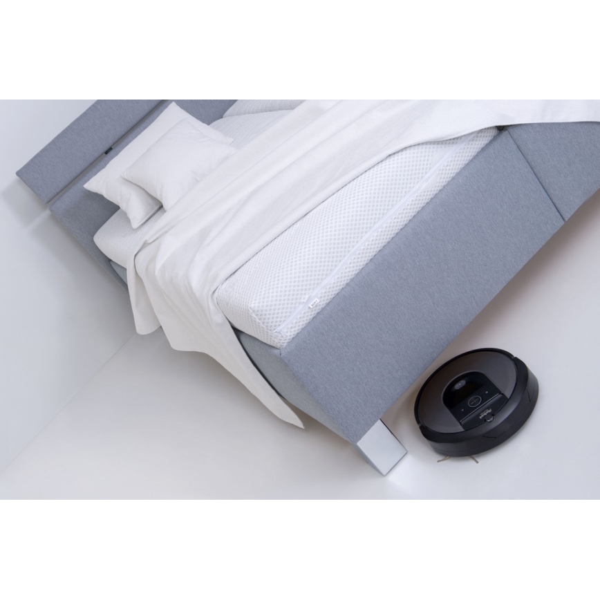 Cama almofadada com espaço de armazenamento sem colchão ALIS 160x200 cm cinzento claro