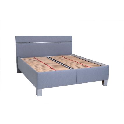 Cama almofadada com espaço de armazenamento sem colchão ALIS 160x200 cm cinzento claro