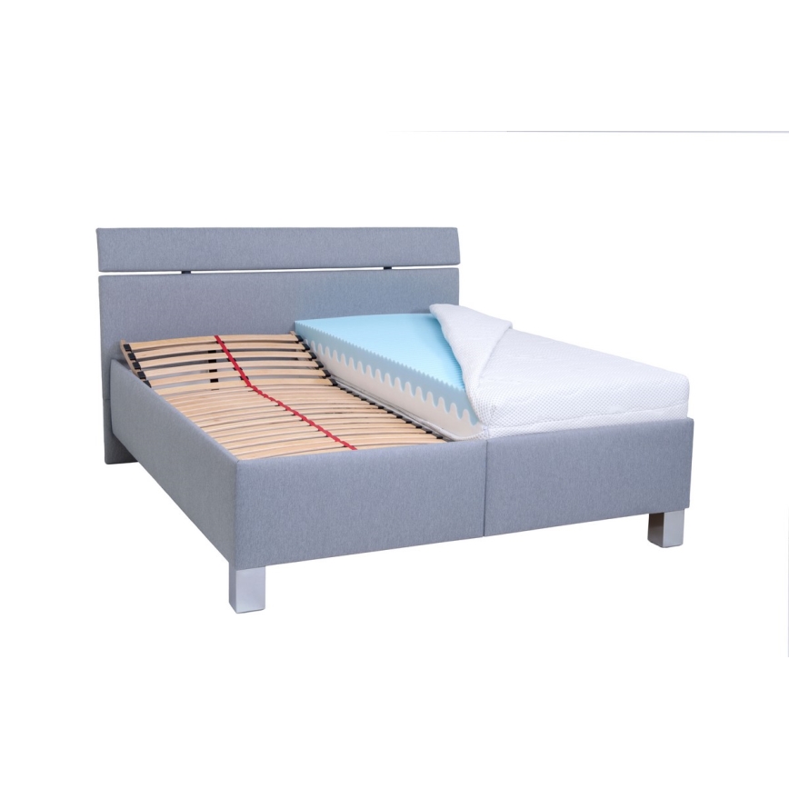 Cama almofadada com espaço de armazenamento sem colchão ALIS 160x200 cm cinzento claro