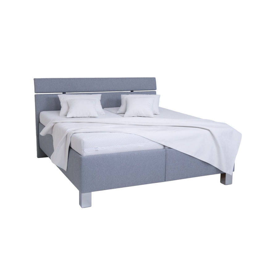 Cama almofadada com espaço de armazenamento sem colchão ALIS 160x200 cm cinzento claro