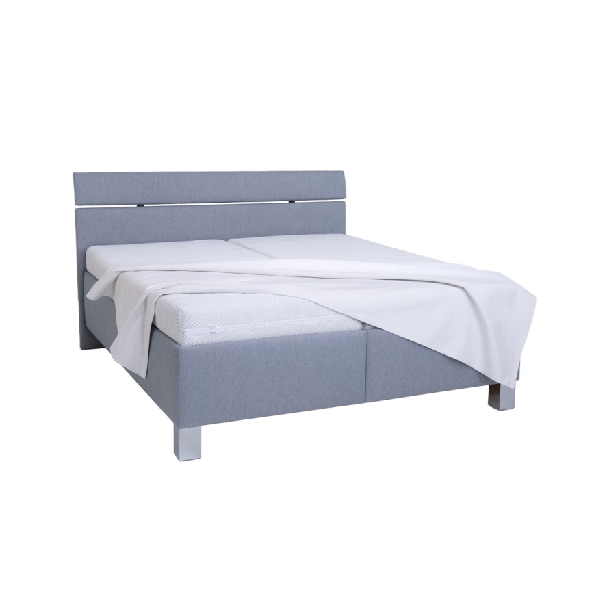 Cama almofadada com espaço de armazenamento sem colchão ALIS 160x200 cm cinzento claro