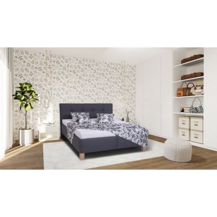 Cama almofadada com espaço de armazenamento sem colchão MARIA 160x200 cm cinzento